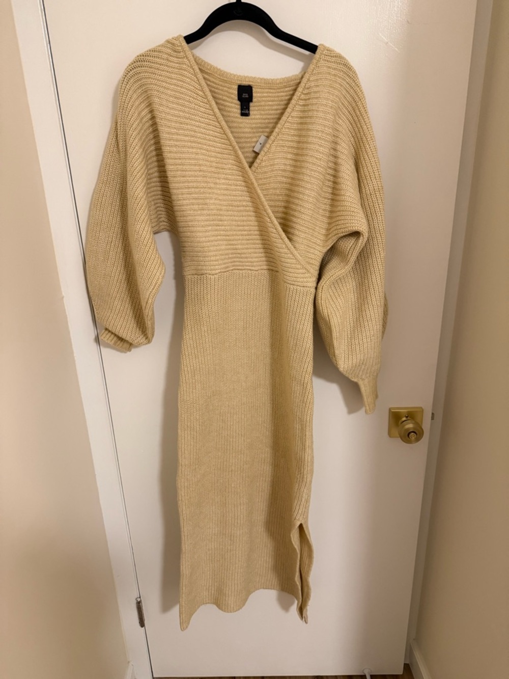 River Island Beige Knit Wrap Maxi Dress